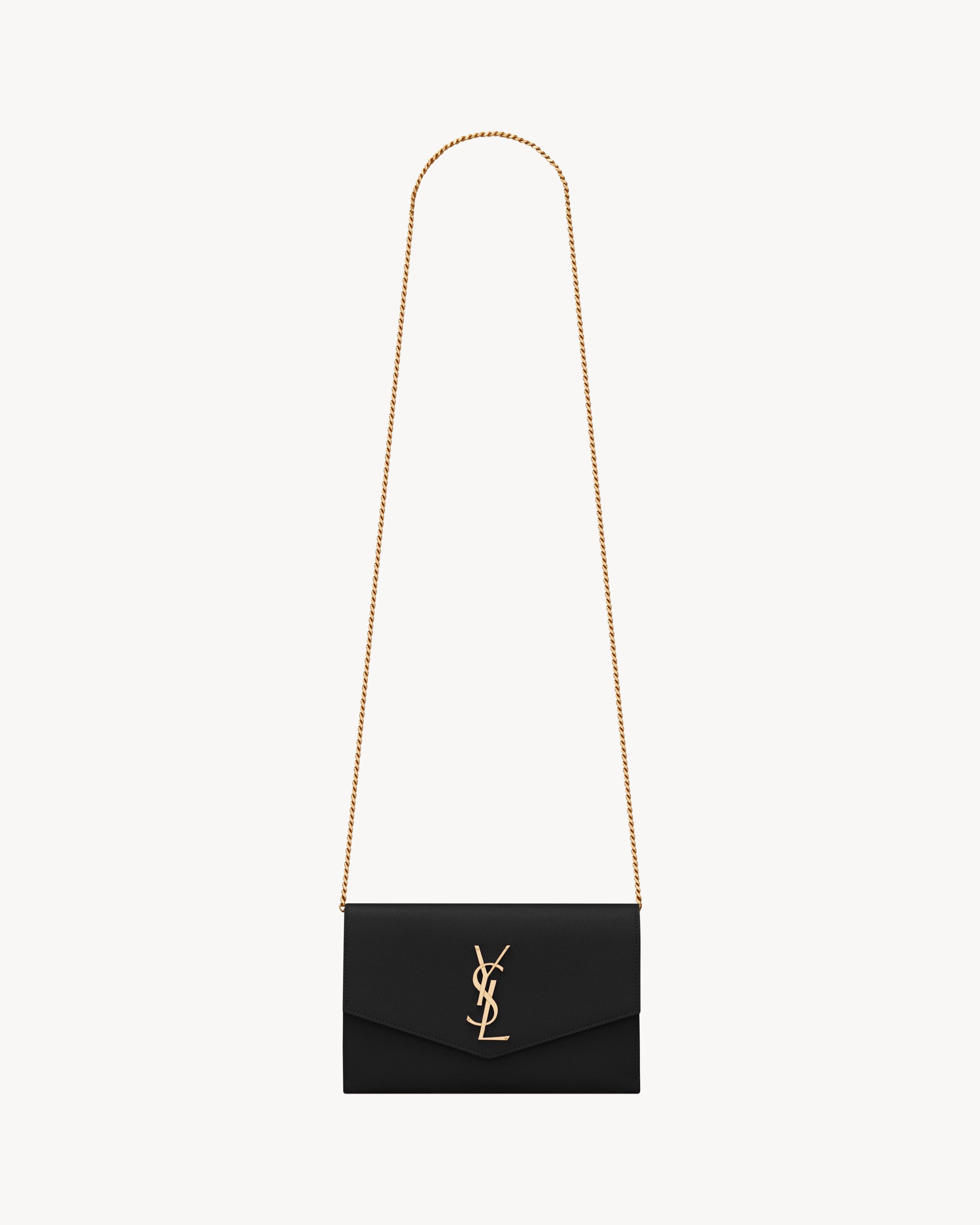 UPTOWN CHAIN WALLET IN GRAIN DE POUDRE EMBOSSED LEATHER