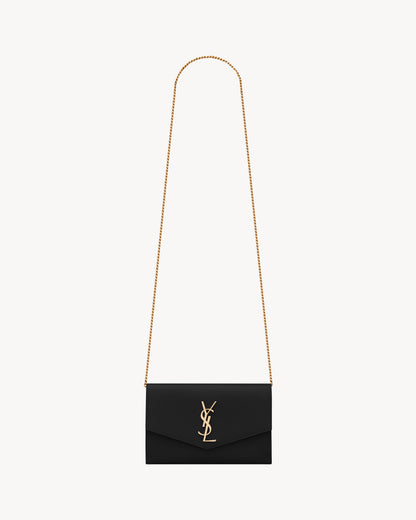 UPTOWN CHAIN WALLET IN GRAIN DE POUDRE EMBOSSED LEATHER