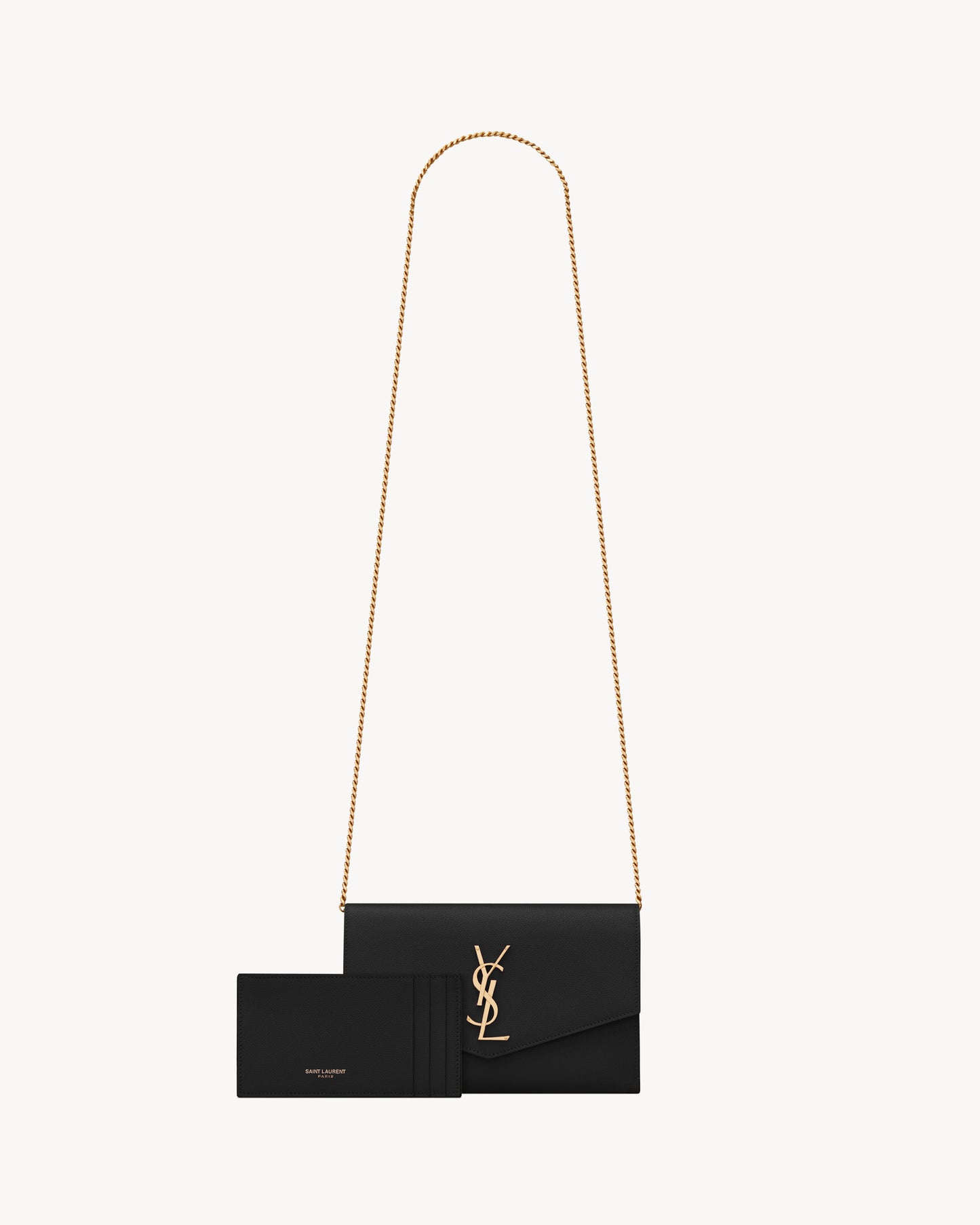 UPTOWN CHAIN WALLET IN GRAIN DE POUDRE EMBOSSED LEATHER