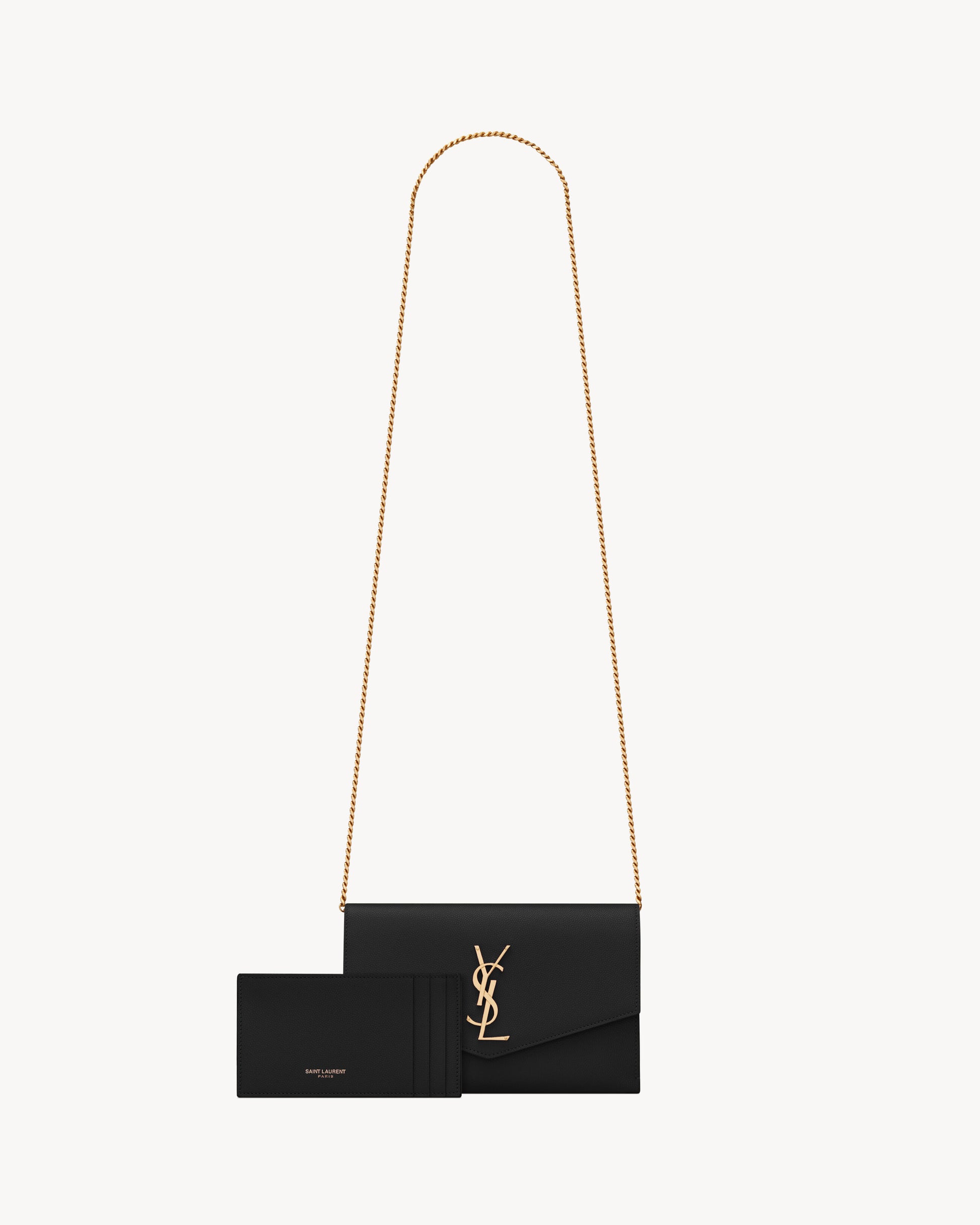 UPTOWN CHAIN WALLET IN GRAIN DE POUDRE EMBOSSED LEATHER
