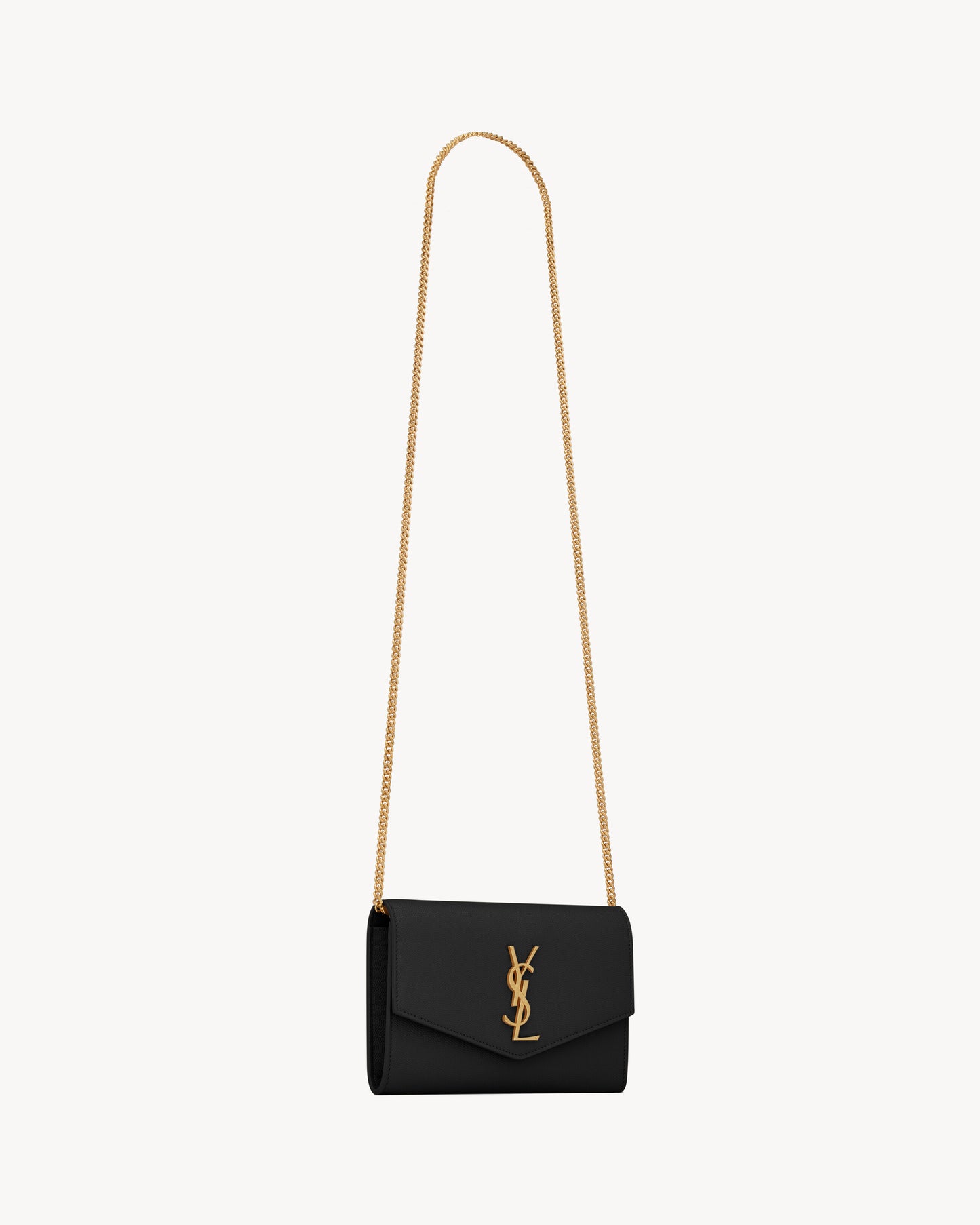 UPTOWN CHAIN WALLET IN GRAIN DE POUDRE EMBOSSED LEATHER
