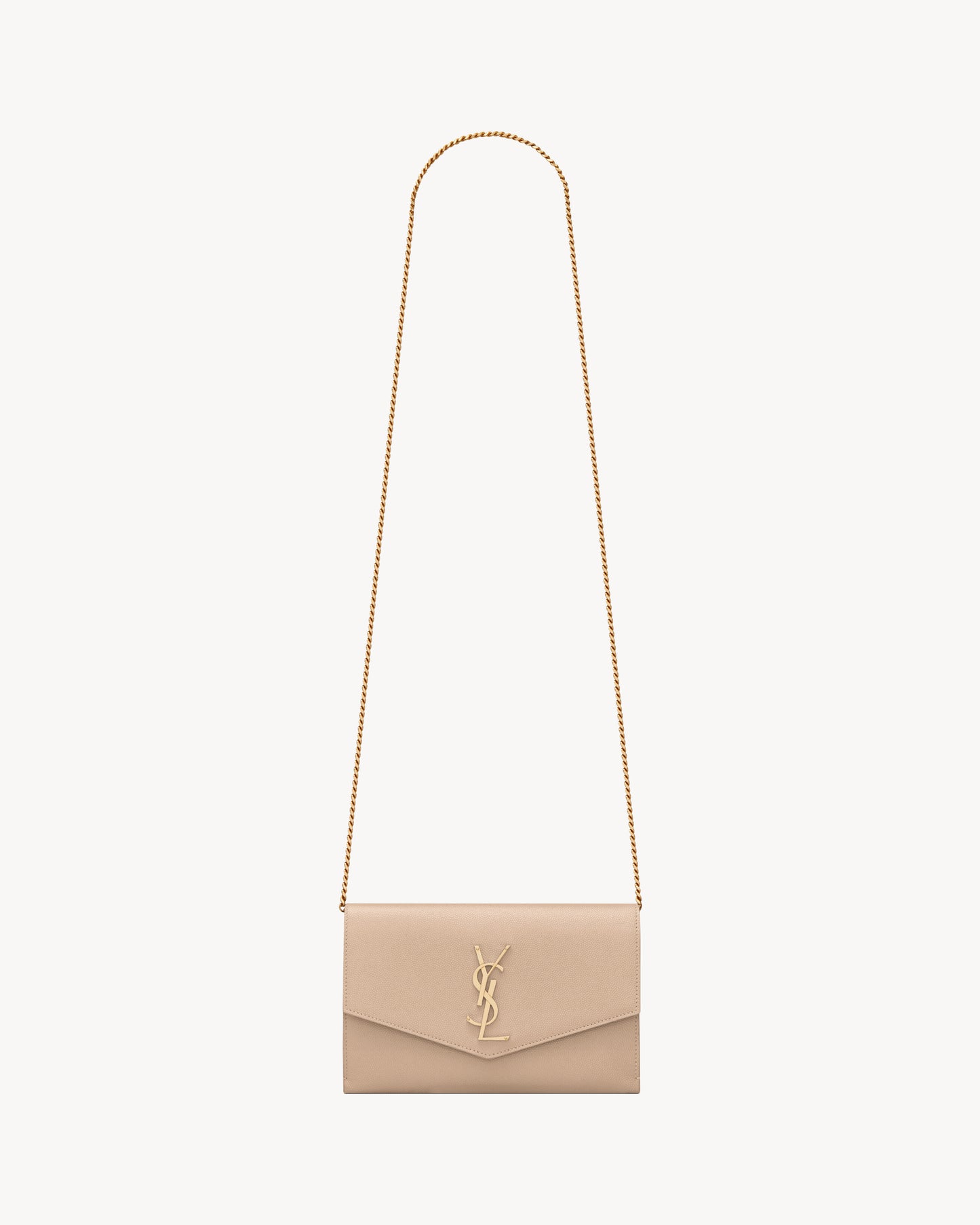 UPTOWN CHAIN WALLET IN GRAIN DE POUDRE EMBOSSED LEATHER