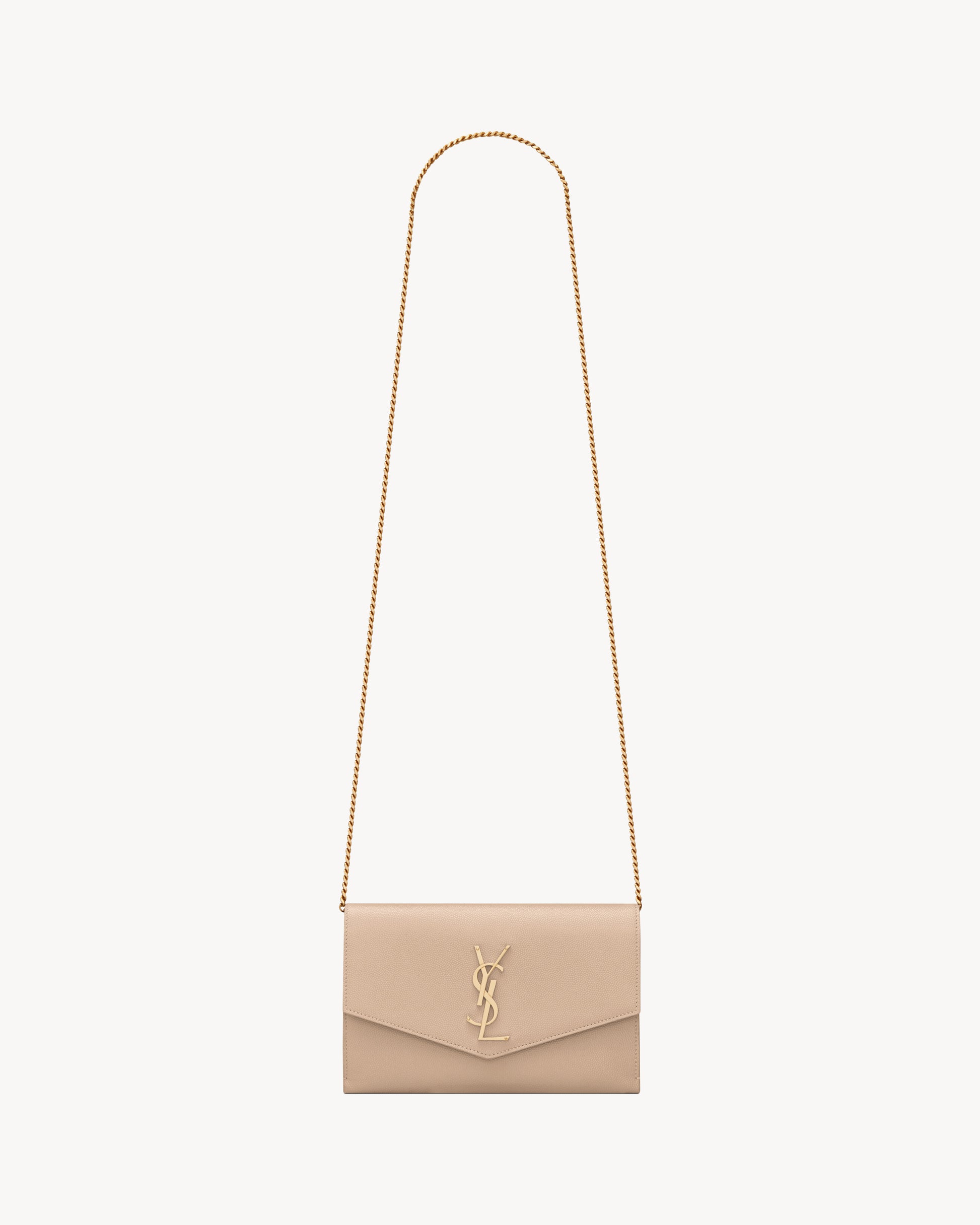 UPTOWN CHAIN WALLET IN GRAIN DE POUDRE EMBOSSED LEATHER
