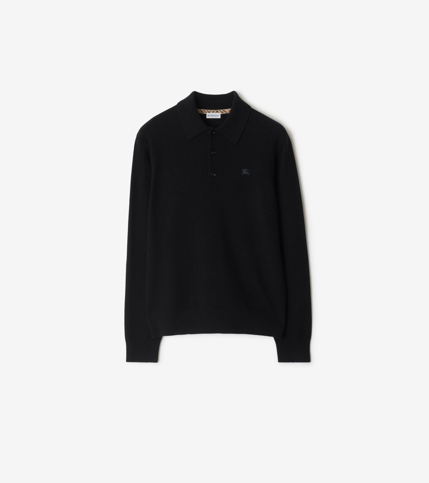 Long-sleeve Cashmere Blend Polo Shirt in Scorched brown