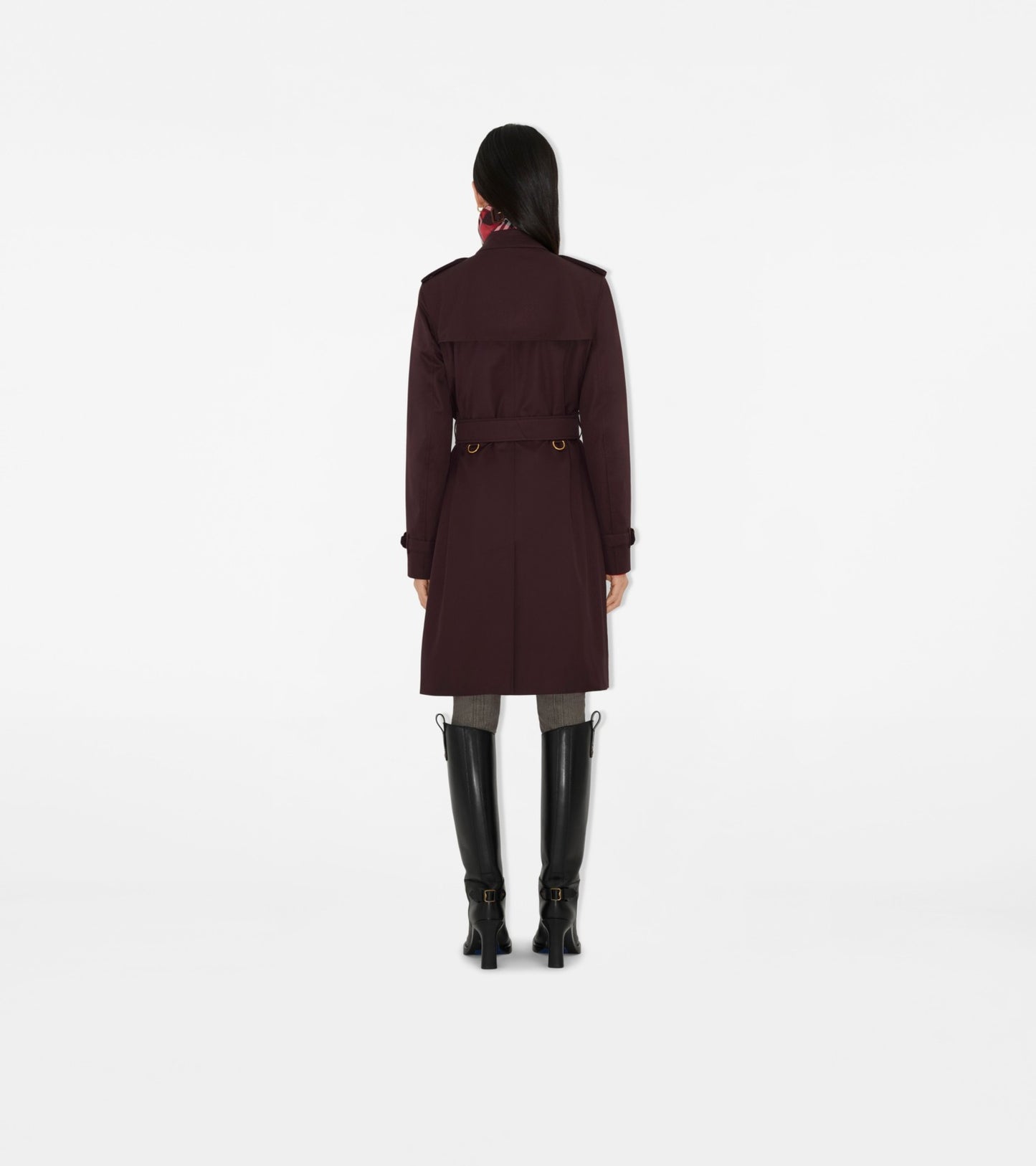 Mid-length Gabardine Kensington Trench Coat in Wine red
