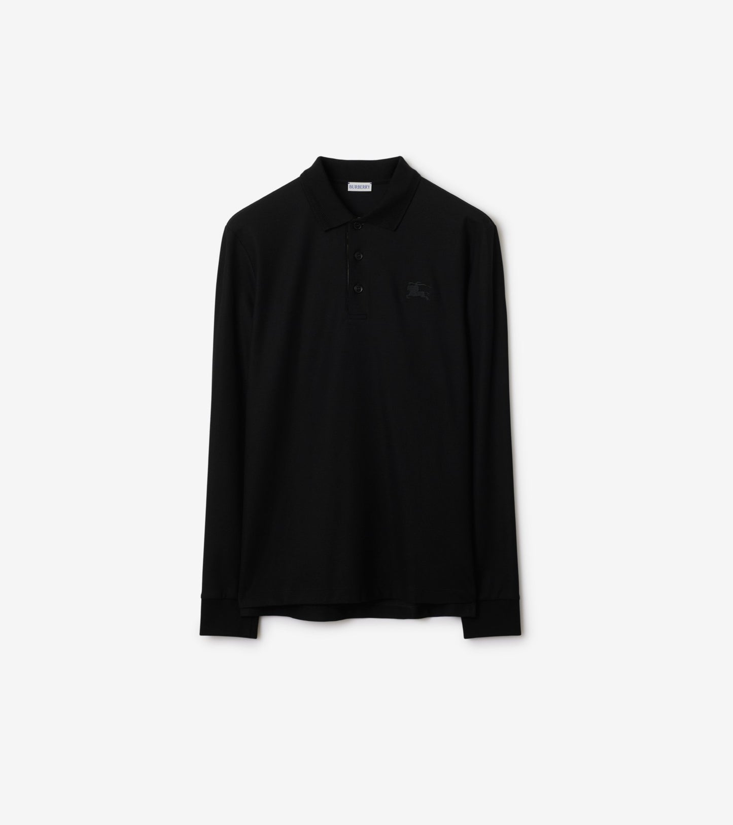 Long-sleeve Cotton Polo Shirt in Clay brown