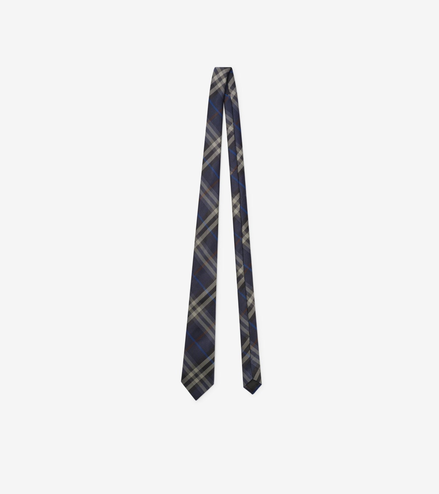 Check Silk Tie in Truffle brown