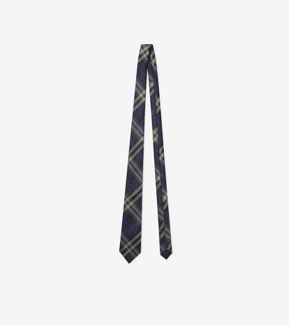 Check Silk Tie in Truffle brown