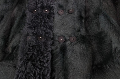 Dolce & Gabbana Black Goat Fur Shearling Long Jacket Coat
