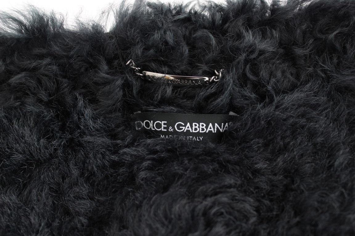 Dolce & Gabbana Black Goat Fur Shearling Long Jacket Coat