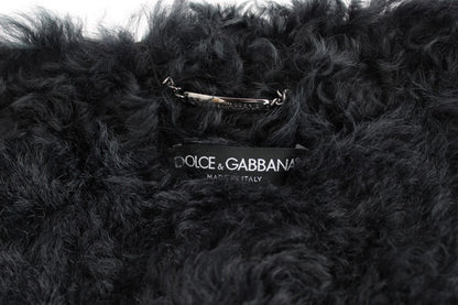 Dolce & Gabbana Black Goat Fur Shearling Long Jacket Coat
