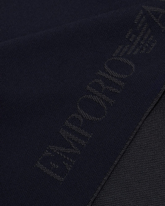 Wool scarf with jacquard logo lettering