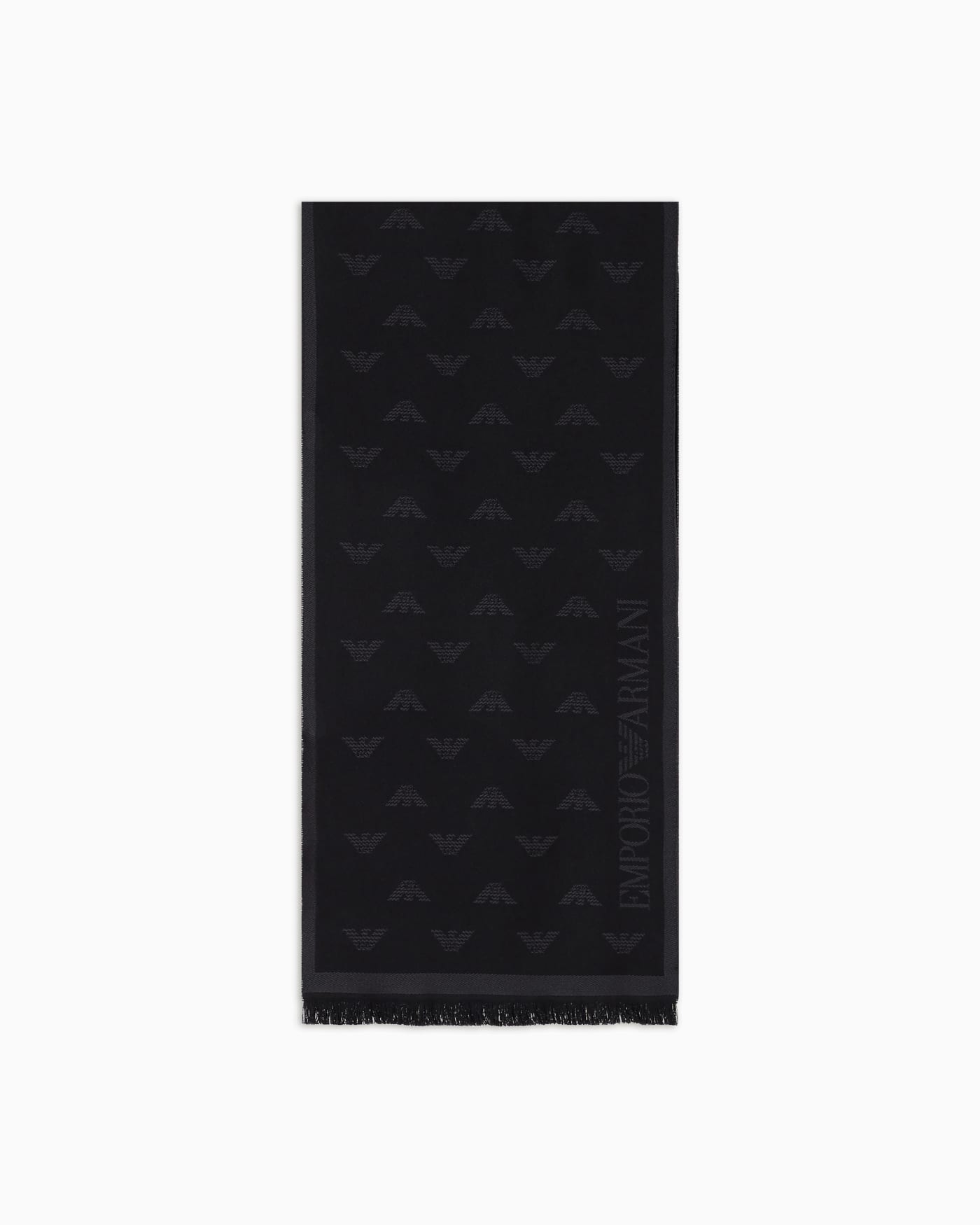 Eagle scarf wool jacquard with fringes man