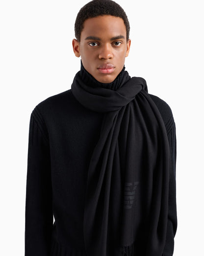 Wrap scarf eagle print fringed for man