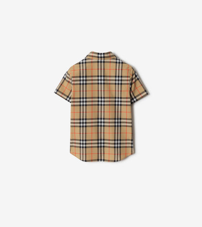 Check Cotton Shirt in Sand beige