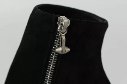 Philipp Plein Black Suede Studded Heels Ankle Boots