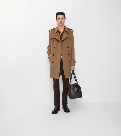 Mid-length Cashmere Hastings Trench Coat in Camel beige