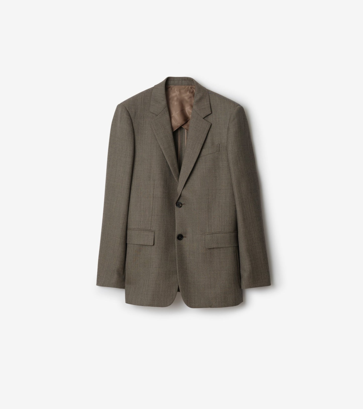 Sharkskin Wool Tailored Jacket in Soil brown/calico beige