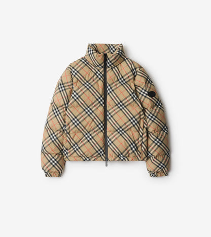 Check Ambleside Puffer Jacket in Wine red