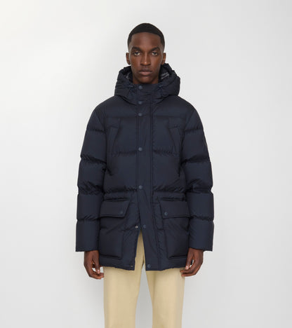 Hooded Puffer Jacket in Navy blue