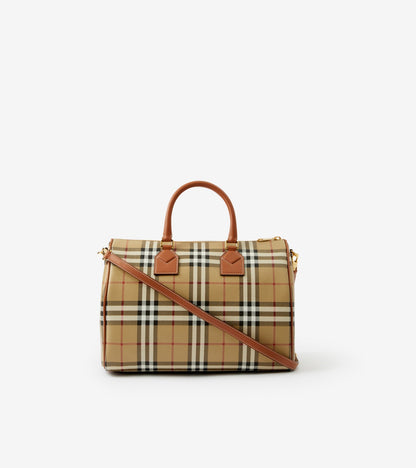 Medium Check Bowling Bag in Archive beige/briar brown