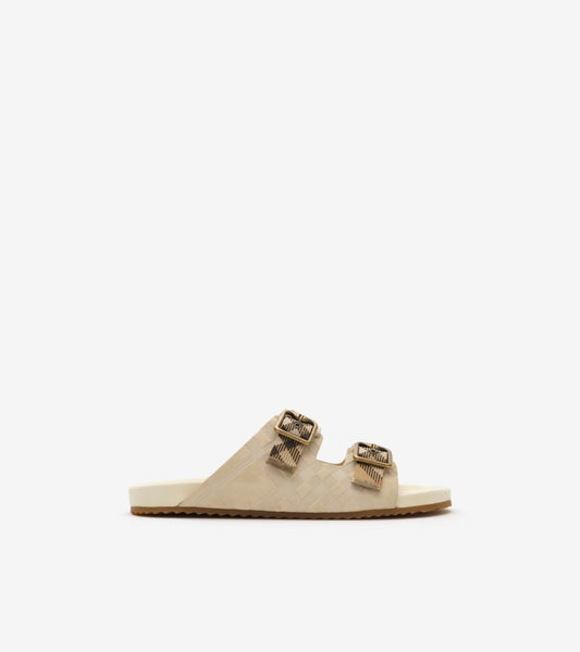 Check Suede Urchin Sandals in Bake beige
