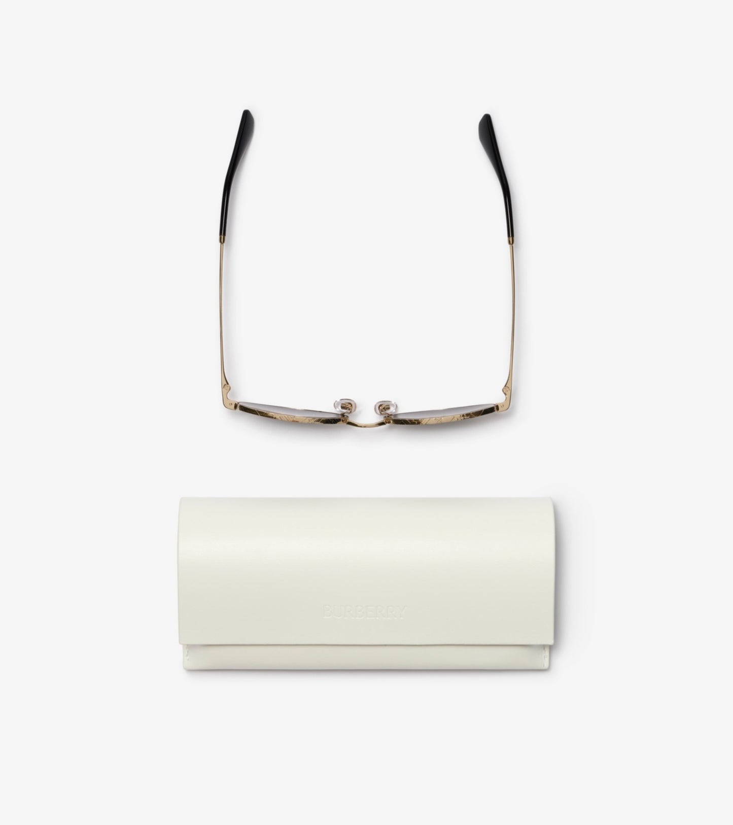 Metal Check Oval Sunglasses in Light gold