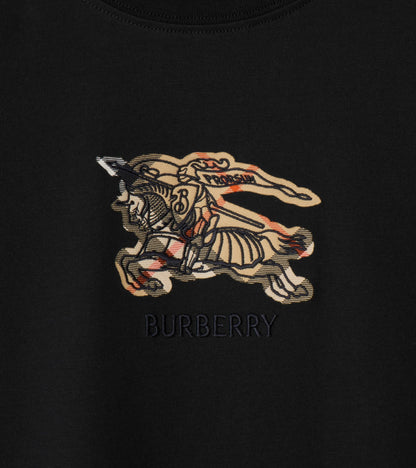 Knight Check Cotton T-shirt in Black