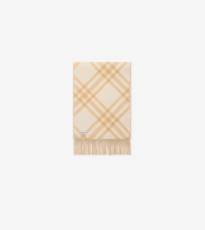 Check Cashmere Scarf in Sand beige
