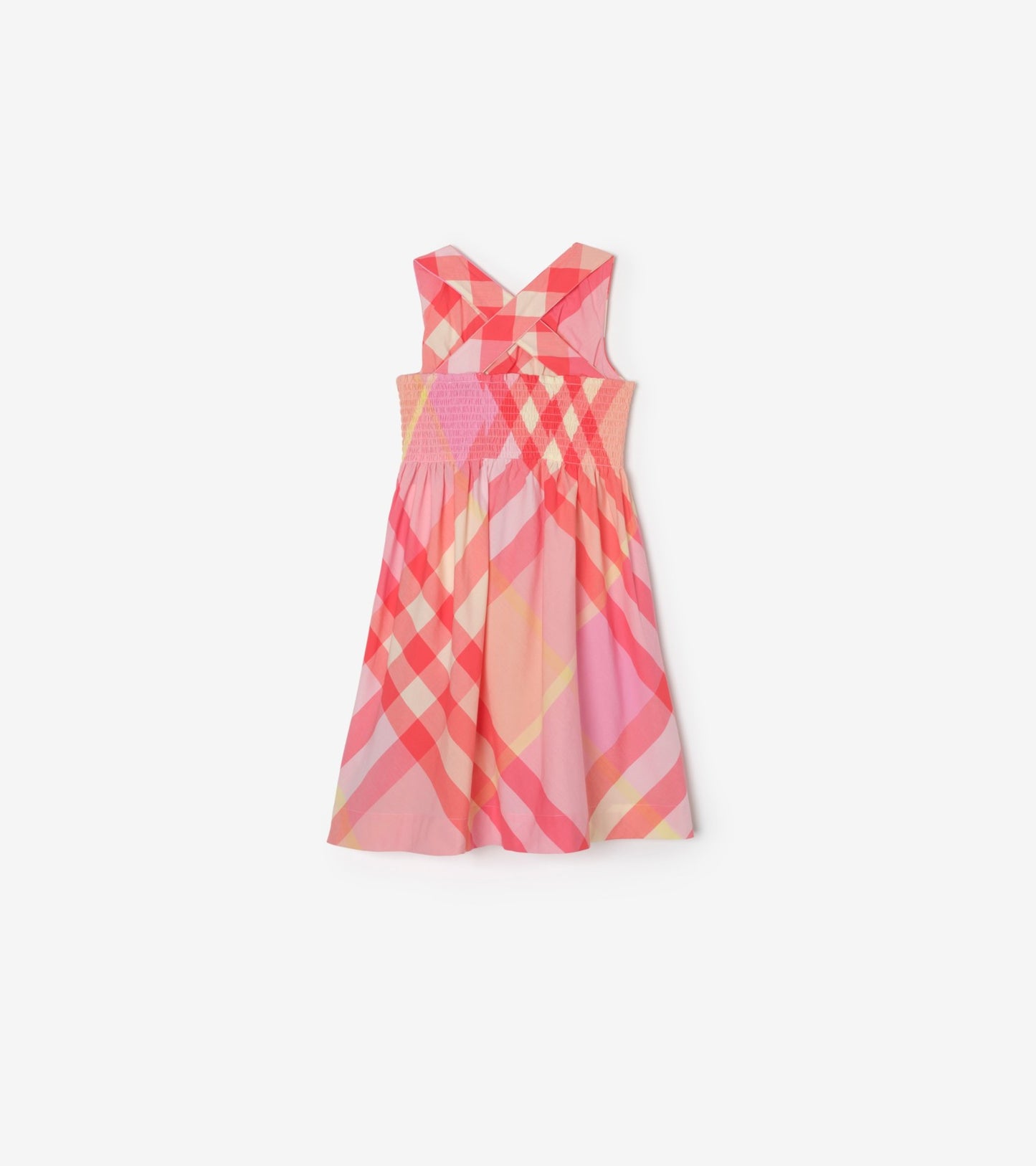 Check Cotton Dress in Strawberry pink