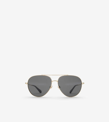 Metal Check Aviator Sunglasses in Light gold