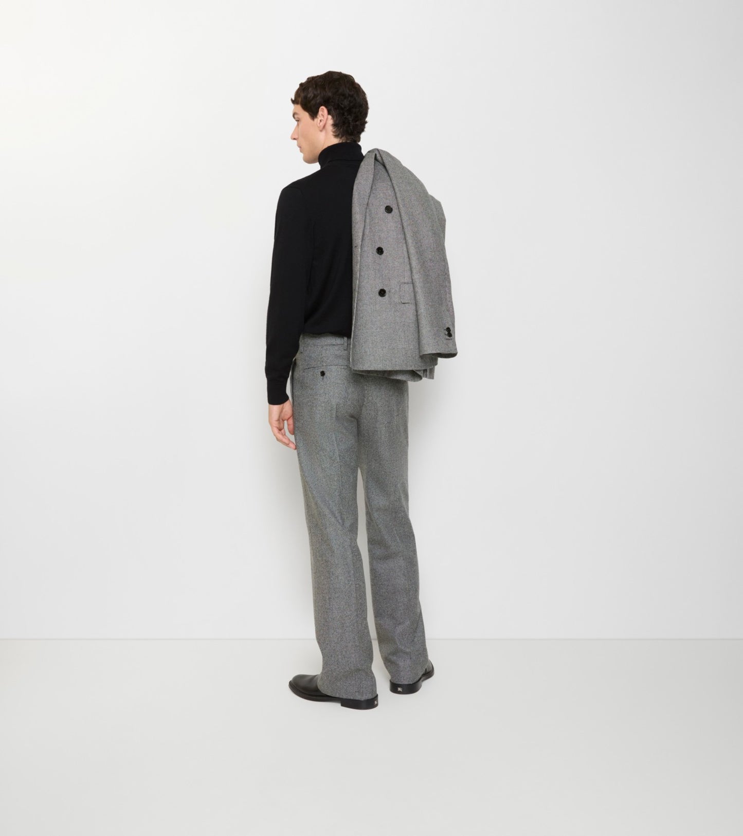 Puppytooth Check Wool Tailored Trousers in Titanium grey/black