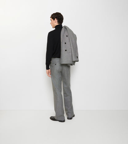 Puppytooth Check Wool Tailored Trousers in Titanium grey/black