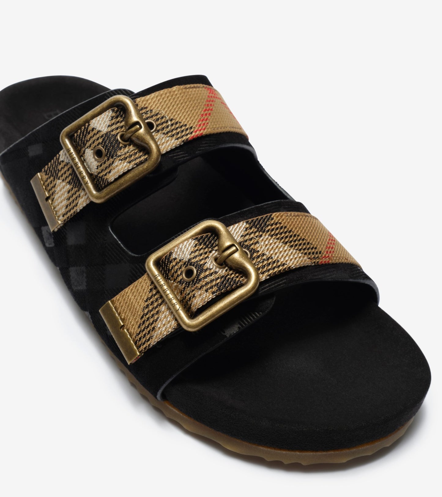 Check Suede Urchin Sandals in Black