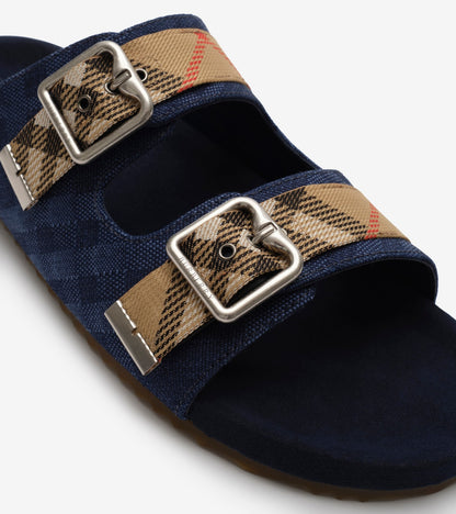 Check Denim Urchin Sandals in Navy