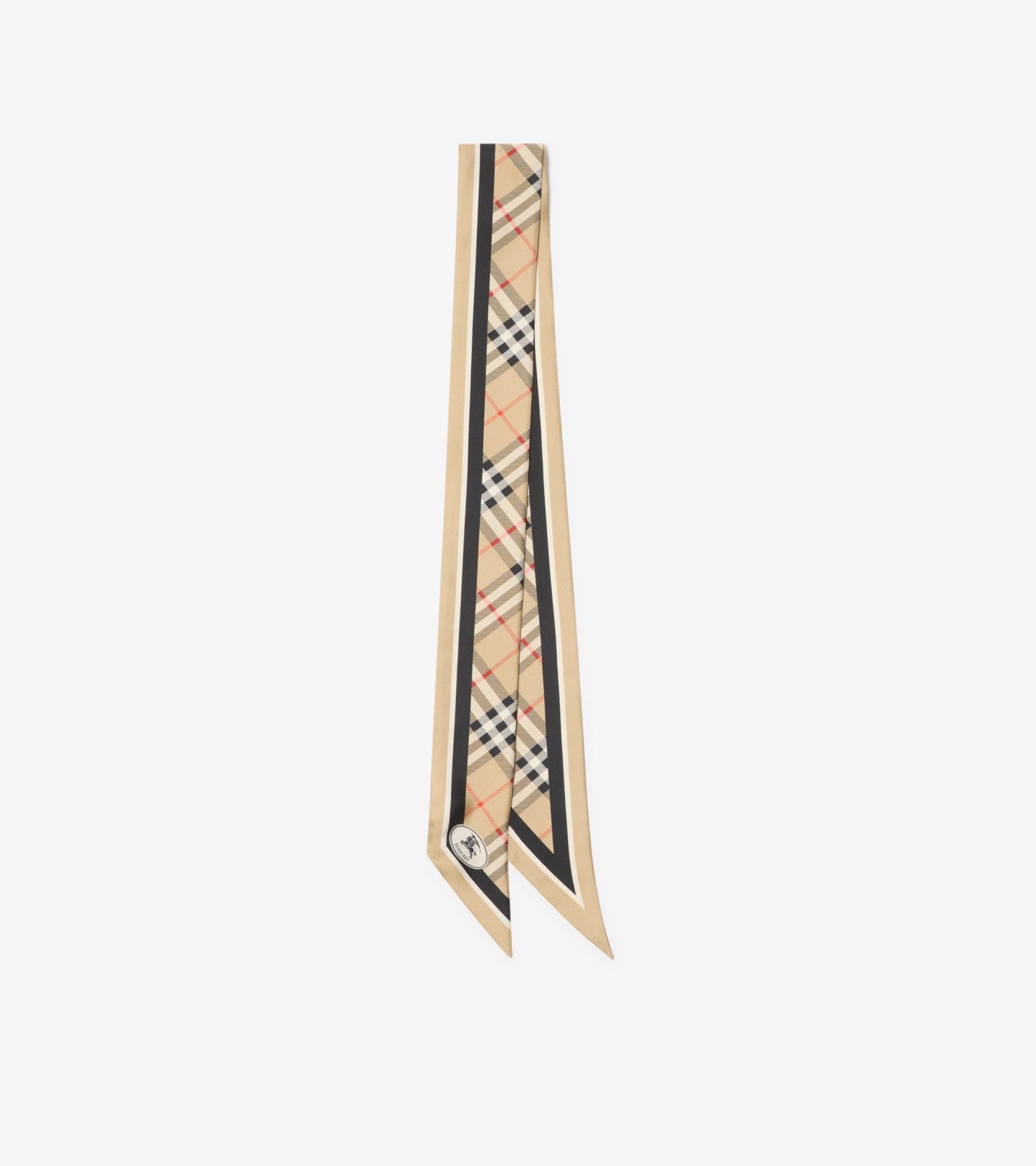 Skinny Check Silk Scarf in Bank blue