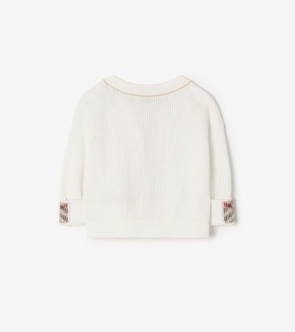 Logo Cotton Cardigan in Ivory white - Children