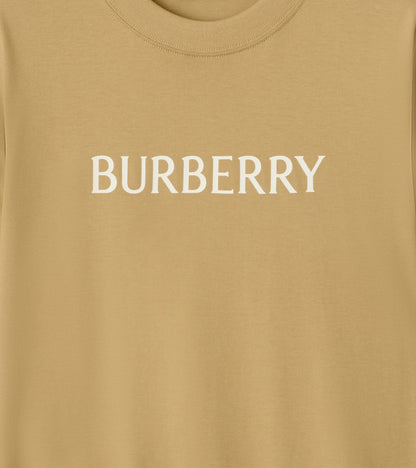 Logo Cotton T-shirt in Flax beige