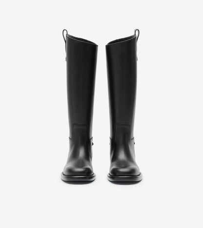 Leather Cavalier Boots in Black