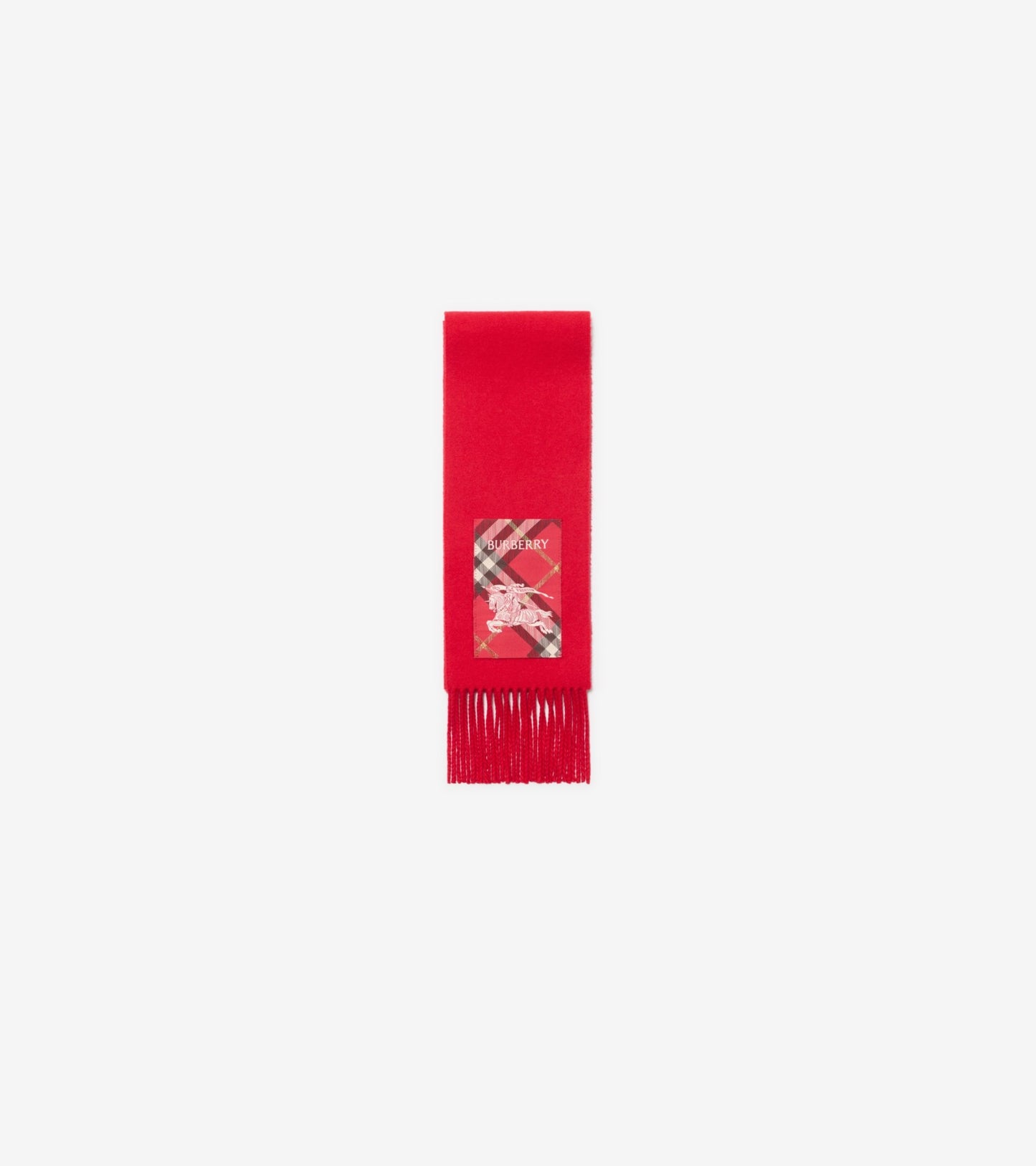 Check Label Cashmere Scarf in Crayon red