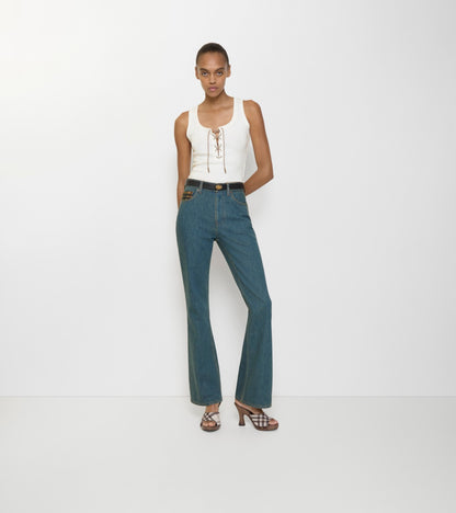 High-rise Bootcut Jeans in Mid blue