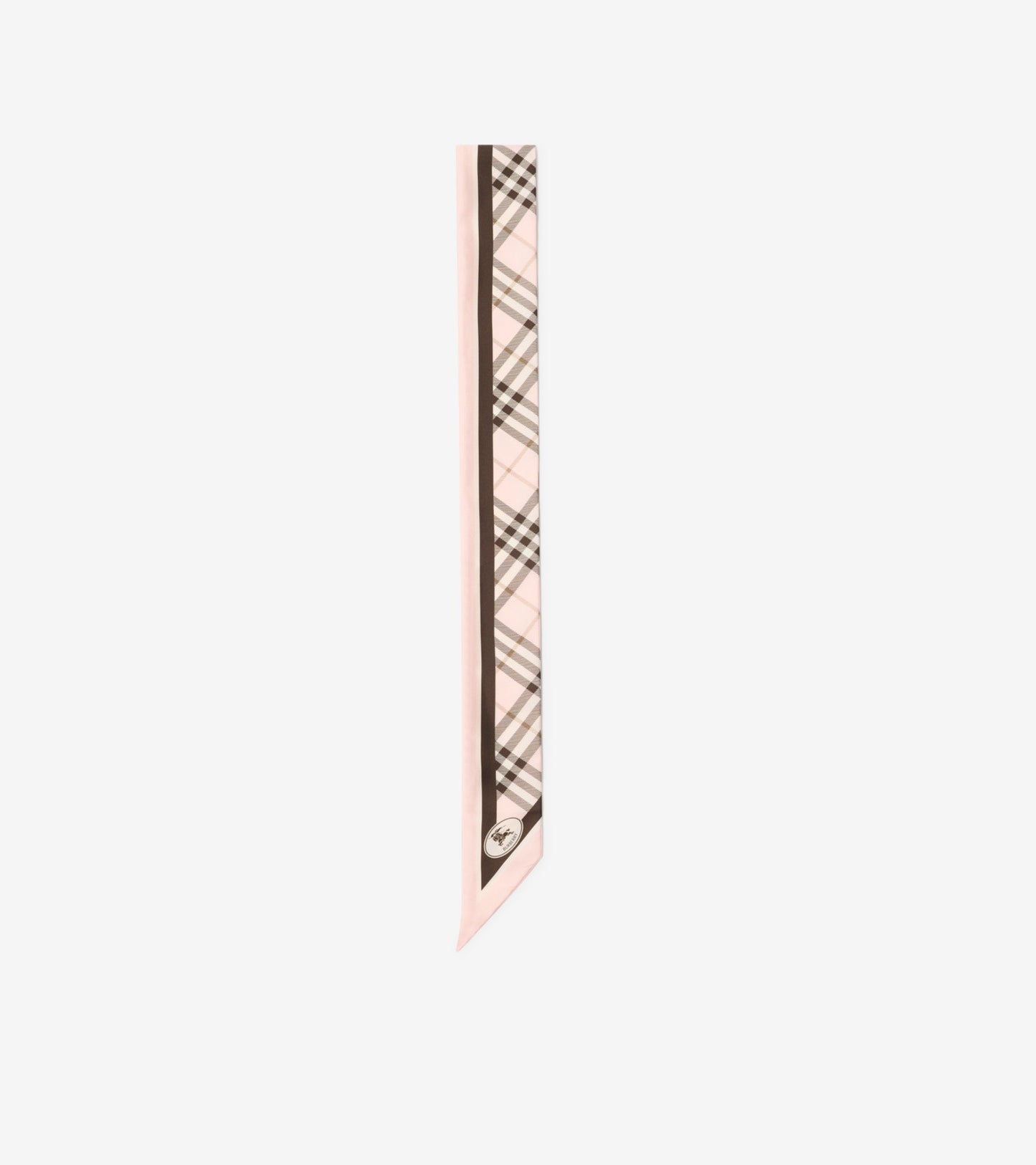 Skinny Check Silk Scarf in Bow pink