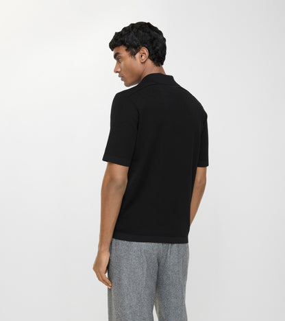 Wool Polo Shirt in Black