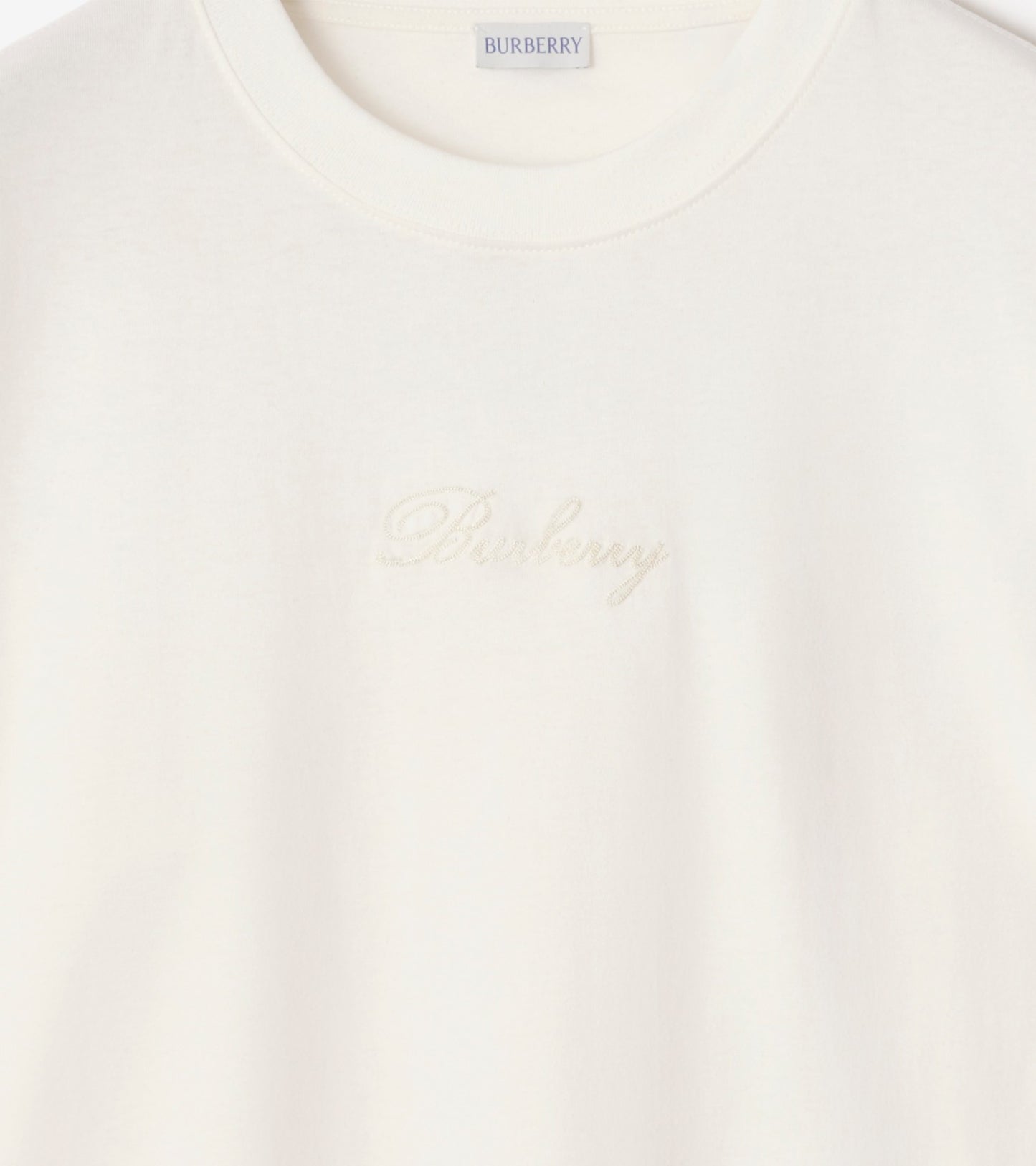 Check Cursive Logo Cotton T-shirt in Chalk white