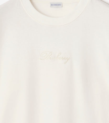 Check Cursive Logo Cotton T-shirt in Chalk white