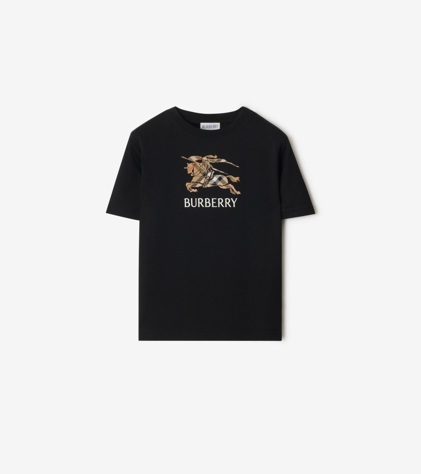 Knight Check Cotton T-shirt in Black