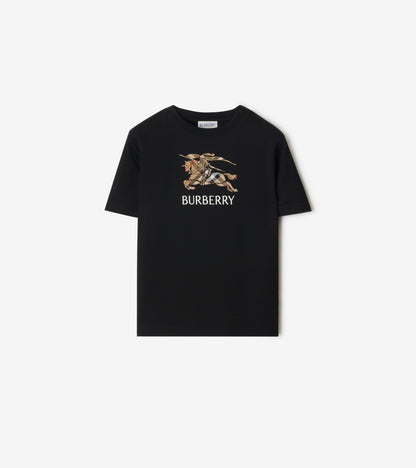 Knight Check Cotton T-shirt in Black