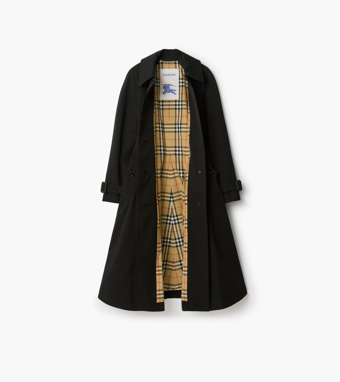 Long Gabardine Ellingham Fit-and-flare Car Coat in Black