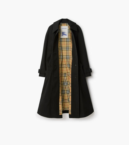 Long Gabardine Ellingham Fit-and-flare Car Coat in Black