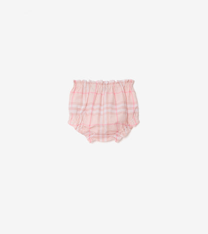 Check Cotton Dress with Bloomers in Ice pink - Children
